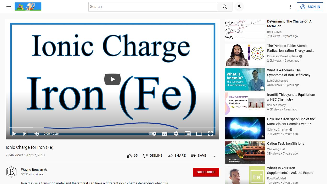 Ionic Charge for Iron (Fe) - YouTube